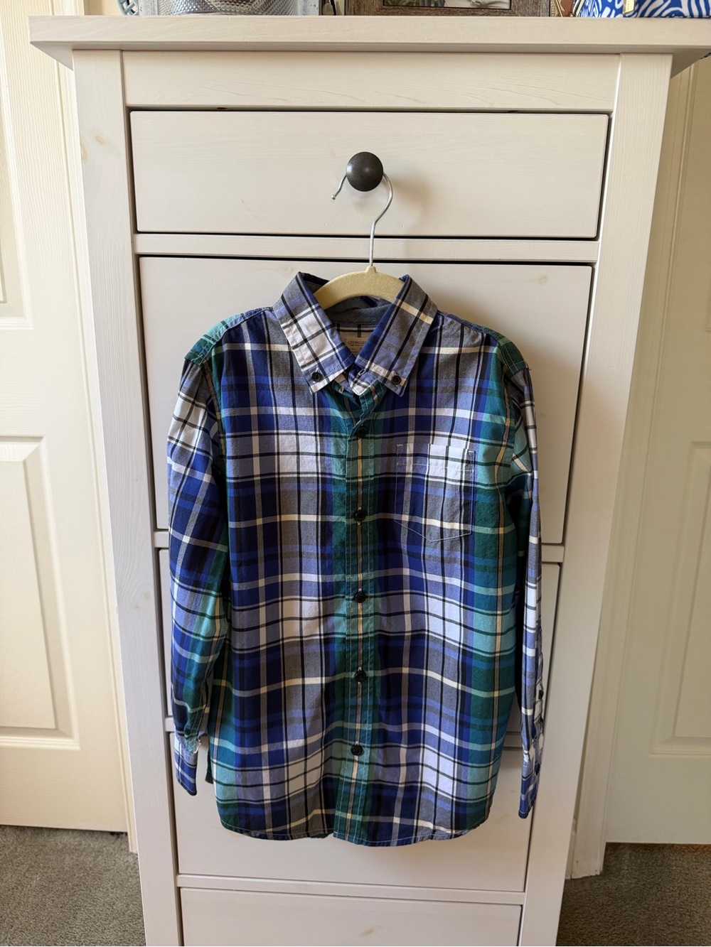 JCrew Crewcuts Blue & Green Plaid Button-Down Shirt